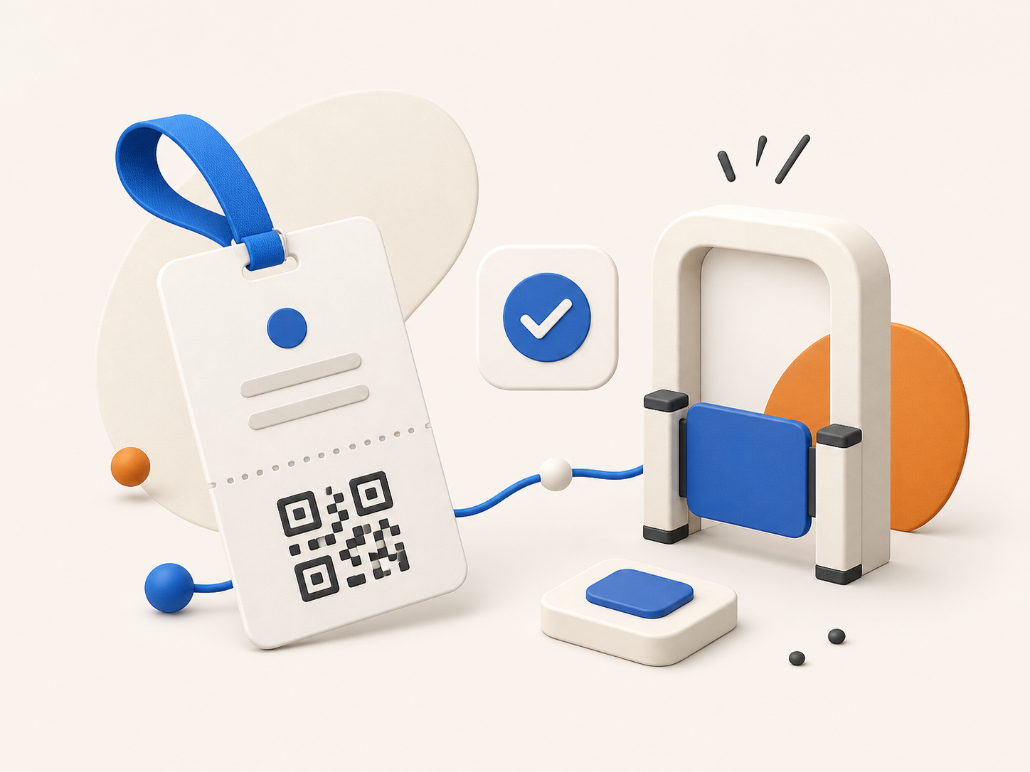 Иллюстрация с карточкой события, QR-кодом и подтверждением входа
